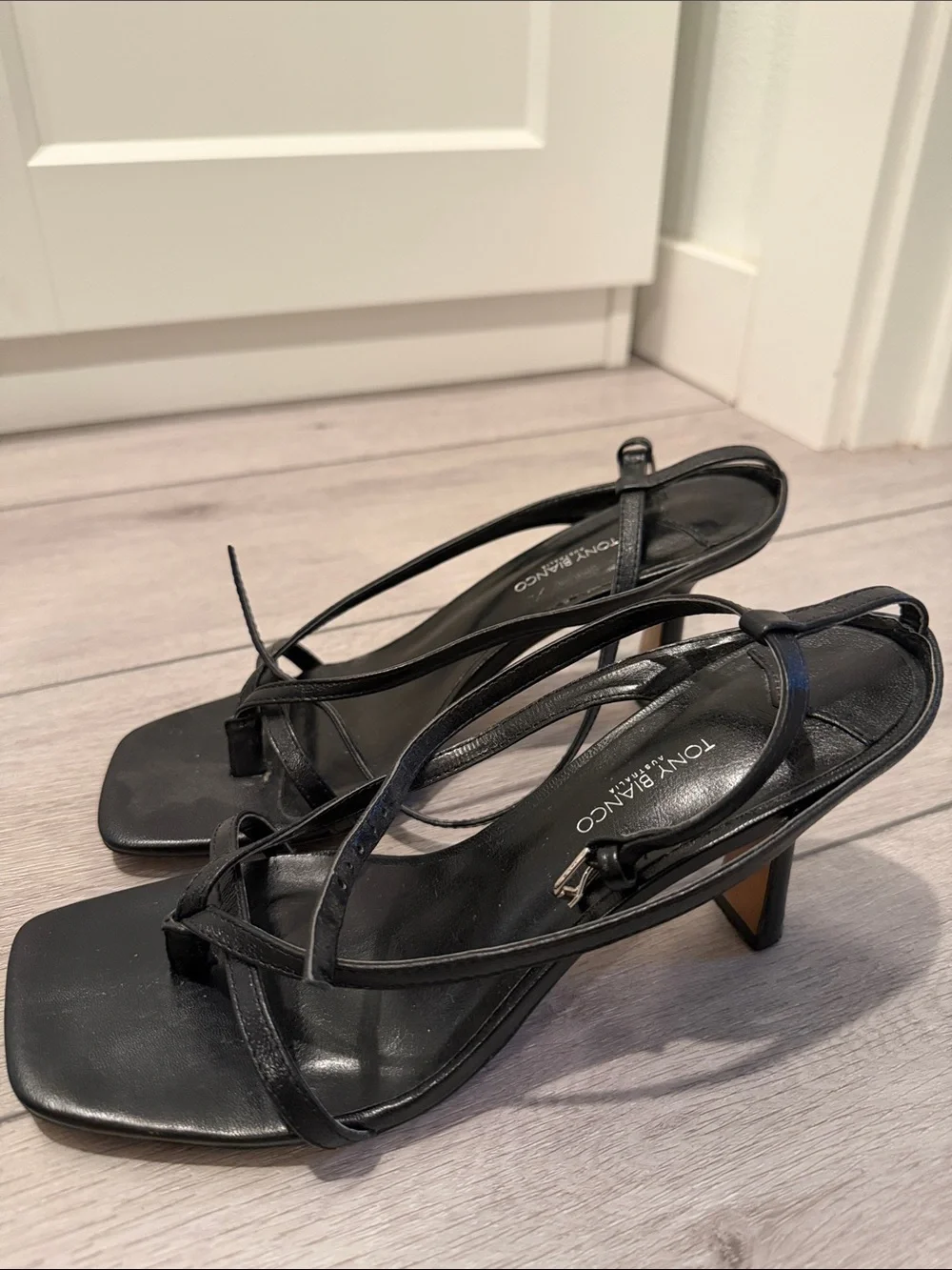 Tony Bianco Black Minimalist Wrap-Strap Heels